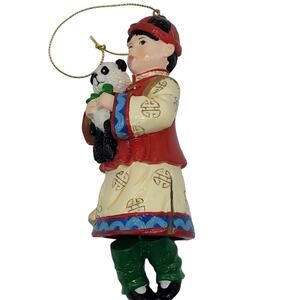 Chinese Ornament Boy Hanging Jointed Hanging Legs Vintage